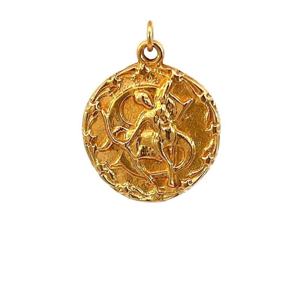Vintage Sagittarius Zodiac Stars 14 Karat Yellow Gold Charm Medallion Pendant